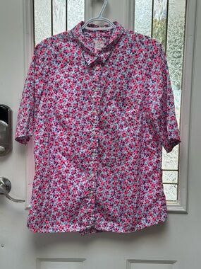 GAP Men’s Short-Sleeve Floral Button-Up Shirt - Pink & Blue